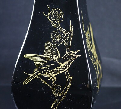 工芸品 baccarat bird honey Baccarat Crystal Japonisme Black Opaline Glass Bird Vase | eBay