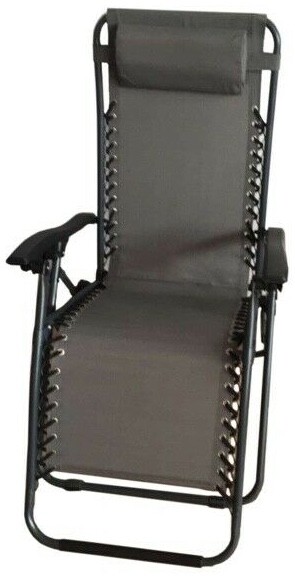 SupaGarden Outdoor Metal Zero Gravity Recliner Arm Head Rest Folding Chair BLACK