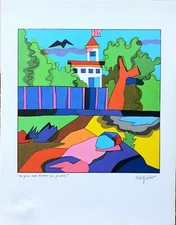 Ugo Nespolo - Fotolitografia originale serie Bolaffiarte, numerata e firmata