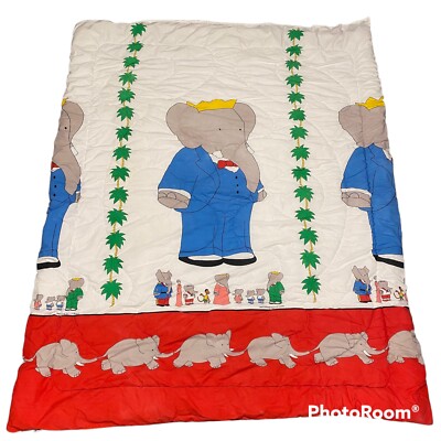 Vintage Babar Set Bed Comforter Skirt Pillow Sham 1980's  BRUNHOFF