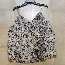 Black White Floral V-Neck Spaghetti Strap Sleeveless Camisole Tank Top
