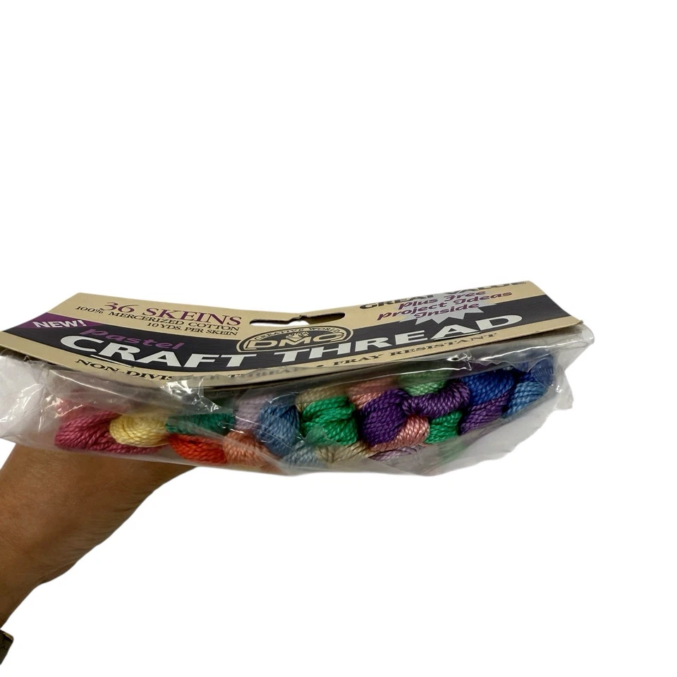 DMC Craft Thread 30 Skeins Floss Cotton Pastel Unused Skeins in Open Bag - Image 4 of 4