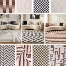 Modern Geometric Rugs  Abstract & Striped Soft Pile Living Room Area Rug
