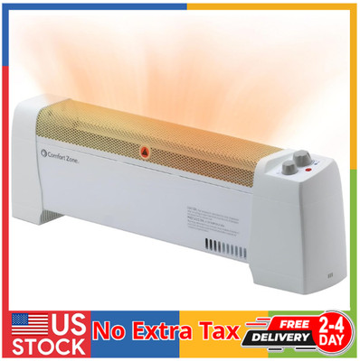 Electric Baseboard Space Heater with Adjustable Thermostat, Dent-Proof End Panel