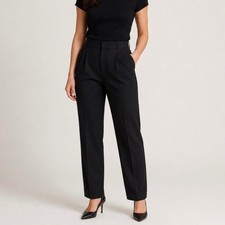 Nili Lotan Black 100 Virgin Wool Pleated High Rise Trousers Pants Size 4 USA