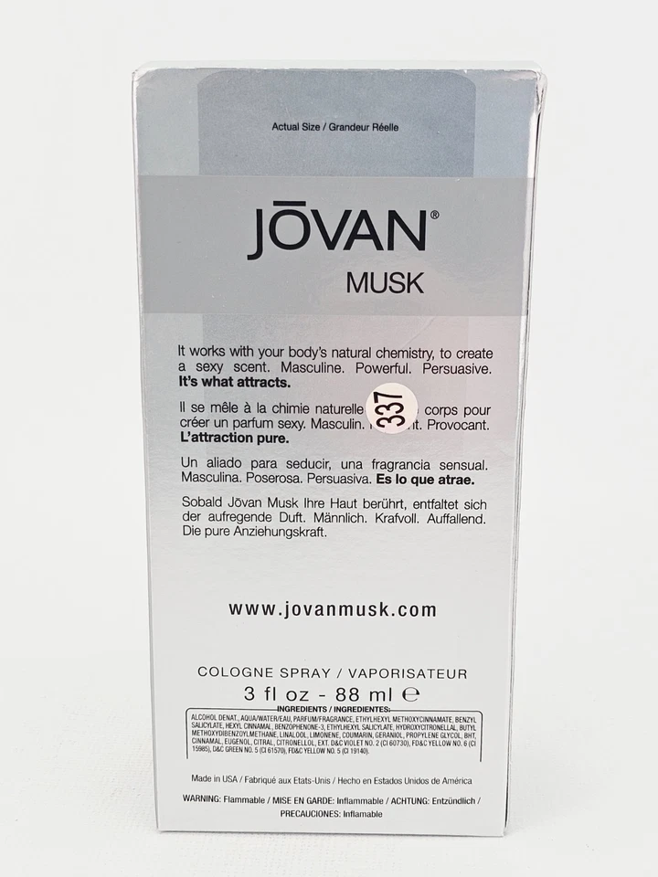 Jovan Musk Platinum 3 OZ eau de toilette spray para hombres colonia Foto 4 de 4