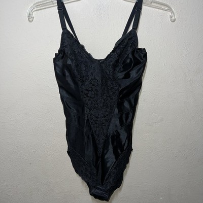 Vintage Seductively Slim By Smoothie Shapewear Bodysuit Size 36C Black Underwire