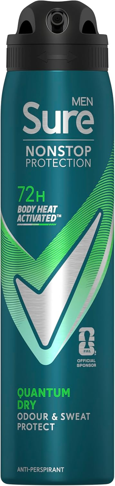 Sure Men Anti-Perspirant Deodorant Aerosol Quantum Dry Nonstop Protection 250 Ml