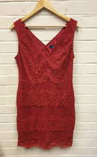 Next Women's Elegant Red Lace Sleeveless Dress – Size UK 14, EUR 42