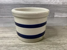Robinson Ransbottom Pottery Roseville Ohio Crock 1 Pint Blue Stripe Stoneware