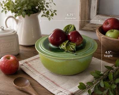 Vintage Wade California Apple Covered Dish Green Art Pottery Bowl MCM