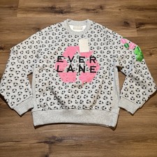 NWT Mens XS Very OVERSIZED Everlane The ReTrack Crewneck Sweatshirt Gray Pink