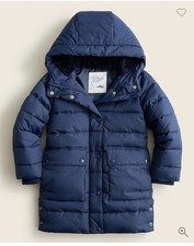 NWT Jcrew Crewcuts Chateau Winter jacket Parka coat girls navy blue xs 4-5