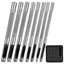 8 Pcs Leather Hole Punch Cutter 1mm-4.5mm Hollow Punch Set for Leather Crafti...