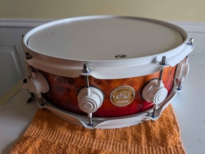 DW Exotic Burnt Toast Fade 5 X 14 Snare Drum WHITE Hardware!! EXCELLENT!!