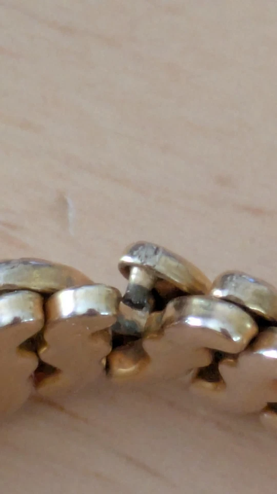 PULSERA EXPANDIBLE SWEETHEART SEGUNDA GUERRA MUNDIAL, LLENA DE ORO, Firmada J.G.H. Foto 3 de 4