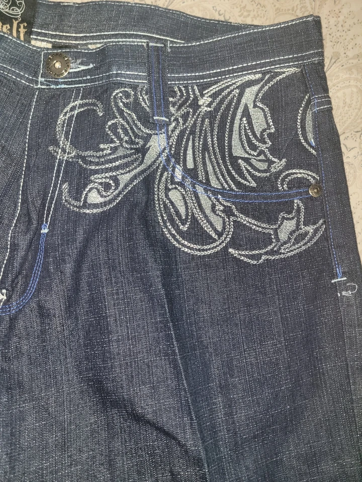 Pantalones de mezclilla Y2K bordados Imperious Delf Trading Co talla W38 L32 excelentes Foto 4 de 4