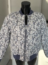 Bagatelle Collection NY Floral Quilted Bomber Jacket Blue White Women’s Large L