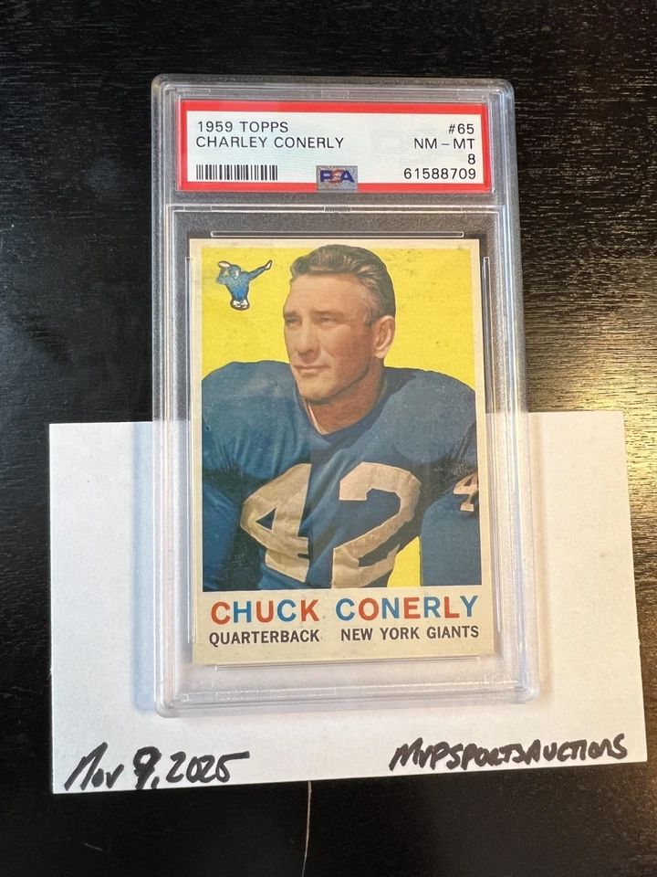 PSA 8 NM-MT SET BREAK 1959 CHARLEY CONERLY TOPPS FOOTBALL CARD #65 - Image 3 of 3