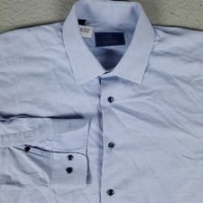 David Donahue Shirt Mens Size 17 Blue Dress Button Up Long Sleeve