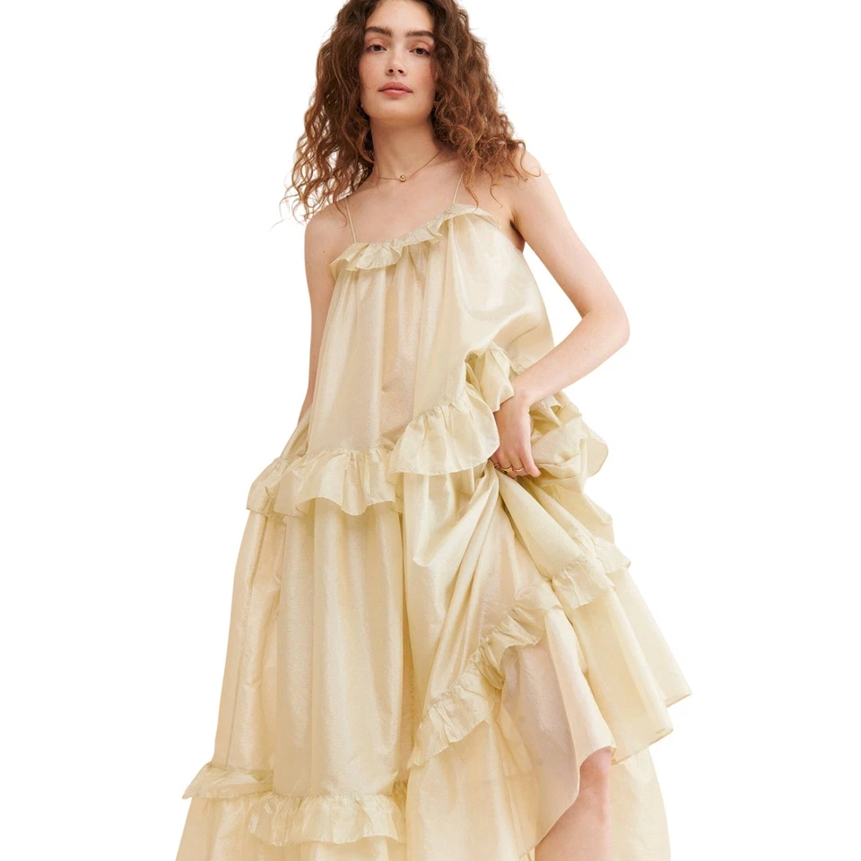 VESTIDO MAXI STELLA NOVA SUNNIVA ESCALONADO Volantes Sin Mangas Anthropologie 6 Mediano Foto 3 de 4