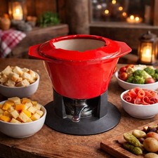 Le Creuset – Appareil à fondue vintage en fonte émaillée avec support et réchaud