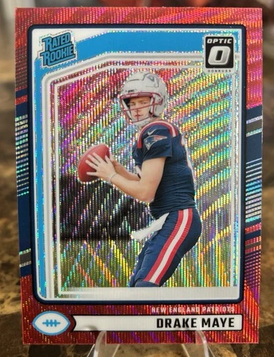 2024 Donruss - Rated Rookie Drake Maye #379 Optic Preview Red Wave Prizm (RC)