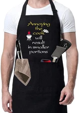 ZOORON Funny Black Chef Aprons for Men Adjustable BBQ Grill Kitchen Cooking Apro