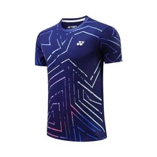 YONEX Large/Med Men's Badminton T-Shirts Sportswear Top Tee Blue/Black 110659BCR