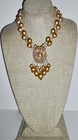 Vintage Juliana D&E? Easter Egg Pendant Gold Lucite & AB Glass Bead Necklace N36 — photo 3