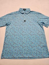Bad Birdie Polo Shirt Mens XL Blue Boat Print Golf Performance Stretch Nautical