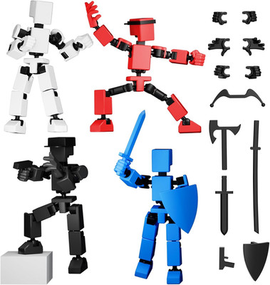 4PCS Mini Titan T-13 Action Figures Set, Assembly Completed Luck Dummy Robot 13