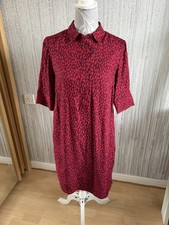 HOBBS Ladies Size 8 Shirt Dress Burgundy Red summer smart