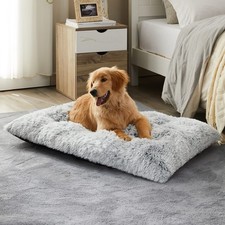 BFPETHOME Large Dog Bed Plush Crate Pad Fluffy Cozy Kennel Mat Anti-Anxiety Wash
