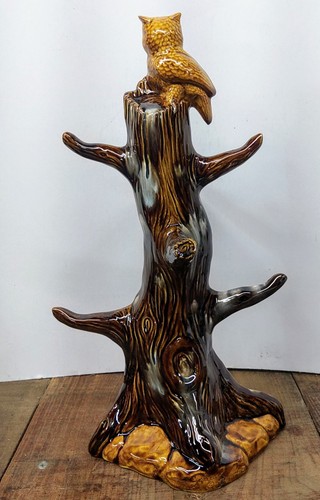 Portavasos Cramer 1979 Cerámica Árbol Búho Sin Tazas 15" Marrón Tostado - Imagen 6 de 14