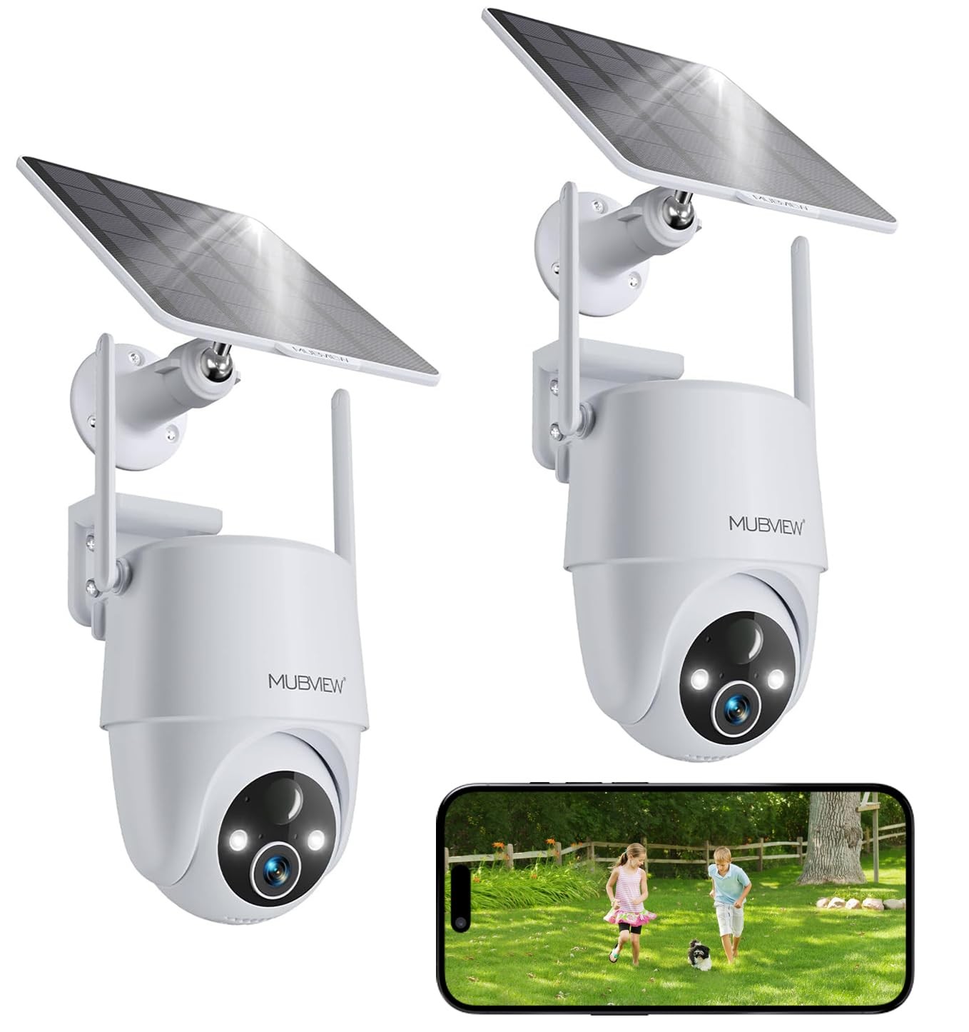 2K Solar Security Camera Outdoor, 360° PTZ Wireless WiFi, 2-Pack | eBay