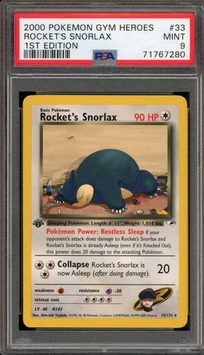 Pokemon Rocket's Snorlax Gym Heroes 1st Edition Rare #33 PSA 9 Mint