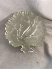 Vintage Hazel Atlas Tree of Life Frosted Glass Snack Plates Mid-Century 8pc Fall