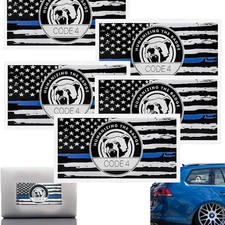 5x Thin Blue Line Code 4 Police Support Sticker Decal for Car Truck Window
