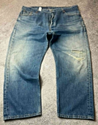 Levi s 501XX Made in USA Original Jeans Herren W46 L30 Blu Distress Straight Denim