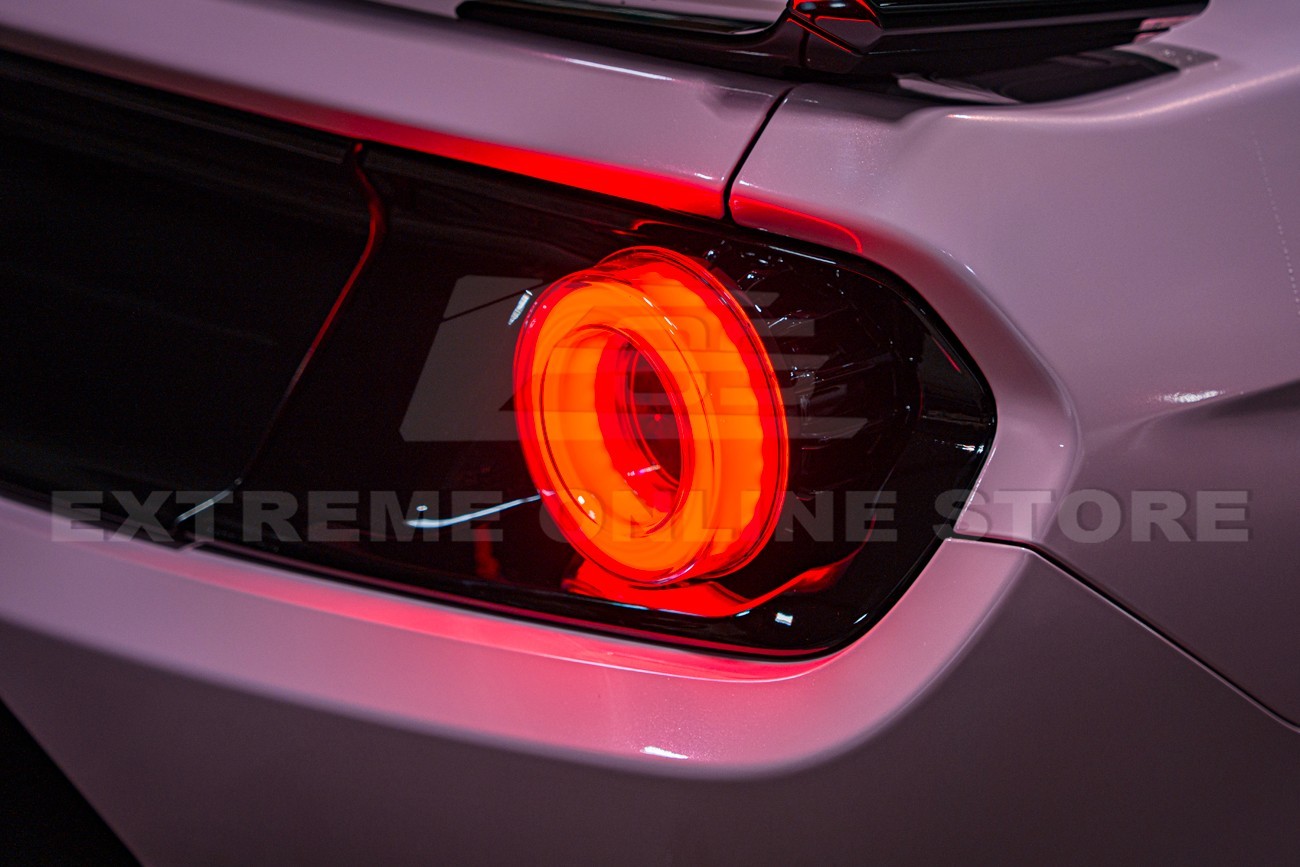 For 15-23 Ford Mustang Ferrari Style Sequential Halo LED Red Len Rear Taillights
