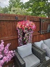 Xl  Colourful Garden Hanging Basket with Artificial Trailing Flowers