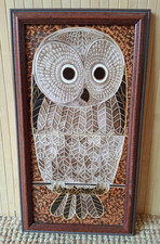 Fab Vintage Retro 1970s Maw & Co British Framed Hand Painted Majolica Tiles Owl