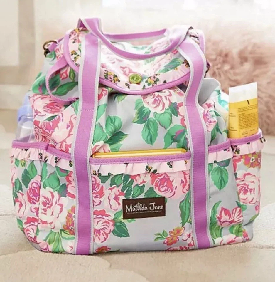 Matilda Jane Carry It All Bolsa de Pañales Mochila Brillante Sueño Rosa Floral Foto 2 de 4