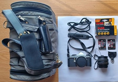 Pentax ME Super 35mm SLR Camera Body + 55mm f/1.8 Lens w/ Bag, Parts Repair