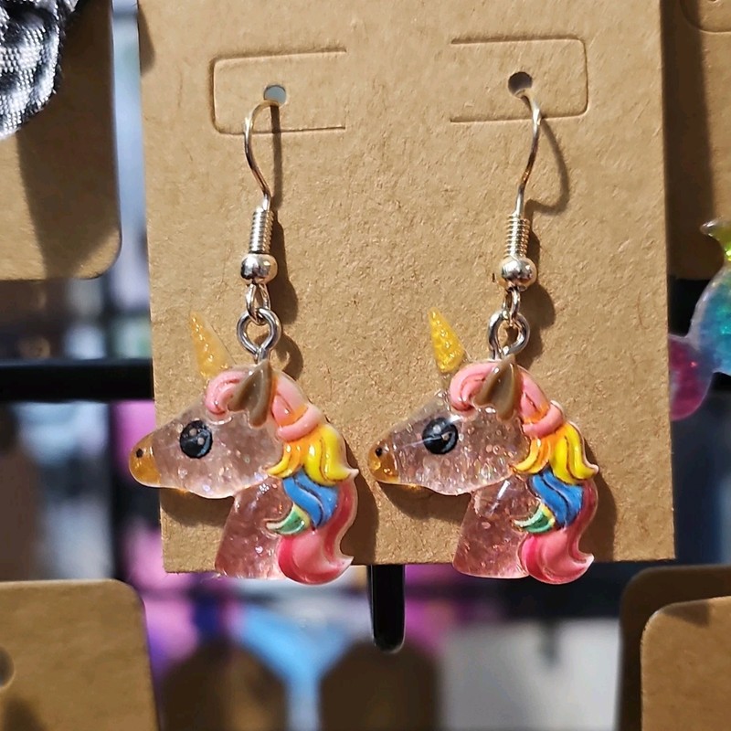 Handcrafted Resin Unicorn Dangle Earrings Multicolor Animal Theme