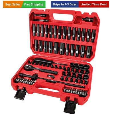 1/4 inch Drive Impact Socket Set 83 Piece,Standard SAE5/32-9/16 inch Metric S...