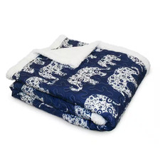 Elephant Parade Navy Sherpa Throw