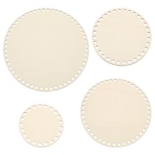 4"/6"/8"/10" Dia Crochet Basket Bottom, 4Pcs Round Crochet Base, Wood Color