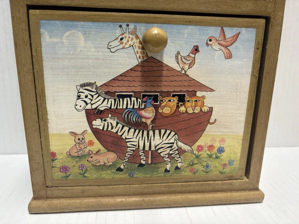 Caja Madera Dos Cajones Habitación Infantil Arca de Noé animales 11 en Tailandia Foto 3 de 4